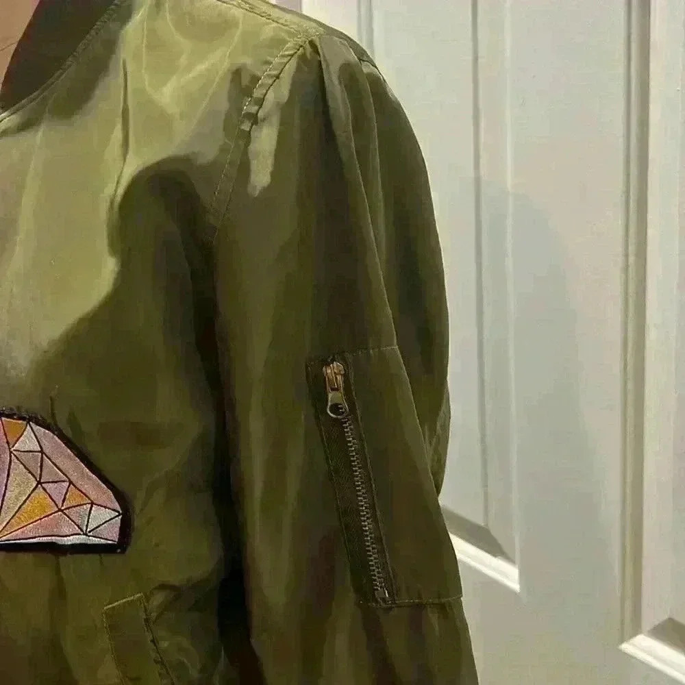 Love Tree Satin Bomber Jacket w/Fun Appliqués. Size S - Picture 4 of 9